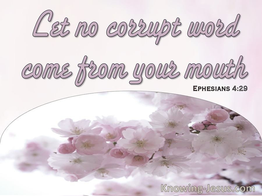 Ephesians 4:29 Let No Corrupt Words Come From Your Mouth (pink)